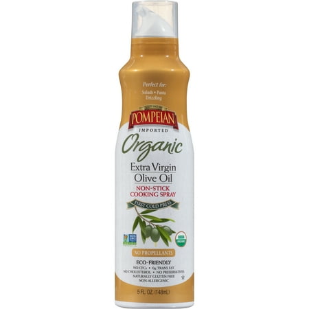 (2 Pack) Pompeian Organic Extra Virgin Olive Oil Cook Spray, 5.0 FL (Best Organic Olive Oil For Cooking)