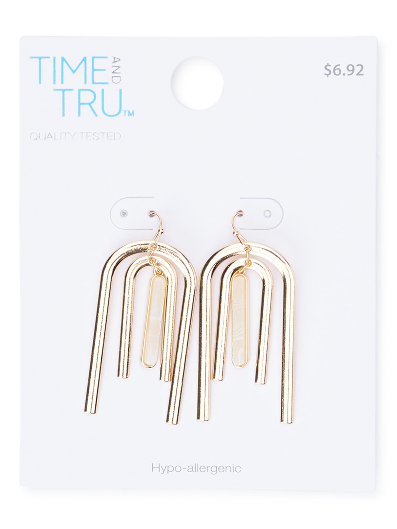 Time and Tru Gold Tone U Drop Earrings