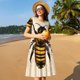 thumbnail image 4 of Disketp Honey Bee para Vestido de Manga Corta para Mujeres, Vestidos de Verano para Mujeres, Casual y Holgado para la Playa, 4 of 6