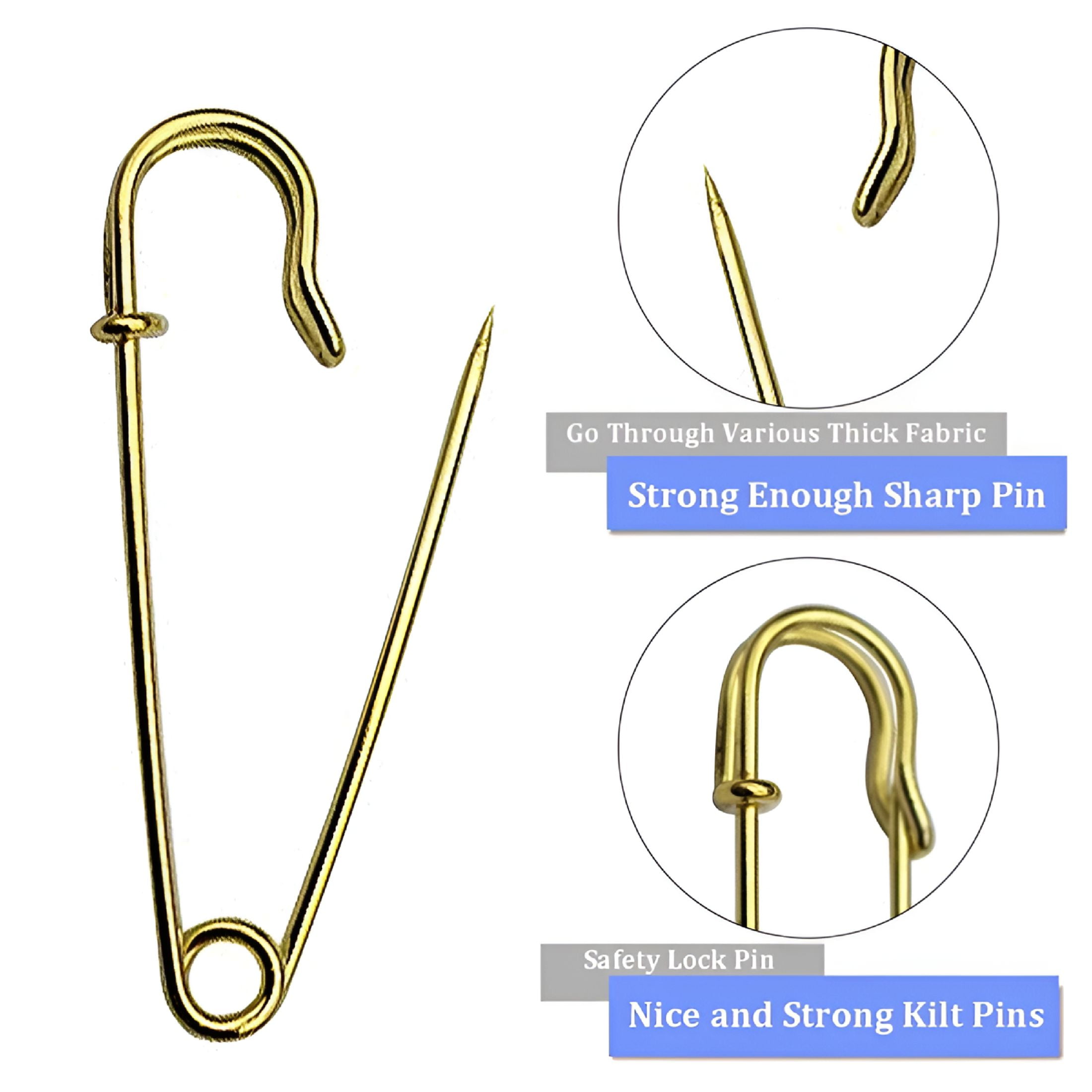 TUWAFE 2026 New Pack of 30 Safety Pins,Heavy Duty Blanket Pins Bulk Steel Spring Lock Pins Fasteners for Blankets Crafts Skirts Kilts Brooch Making,70Mm