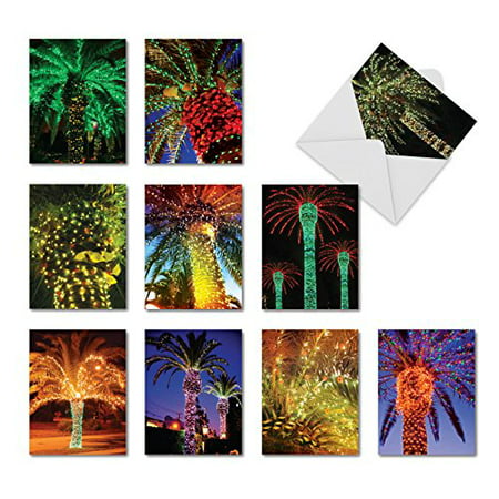 'M3273 M3273 Holiday Palms' 10 Assorted All Occasions Cards Featuring Palm Trees Festively Lit For The Season with Envelopes by The Best Card