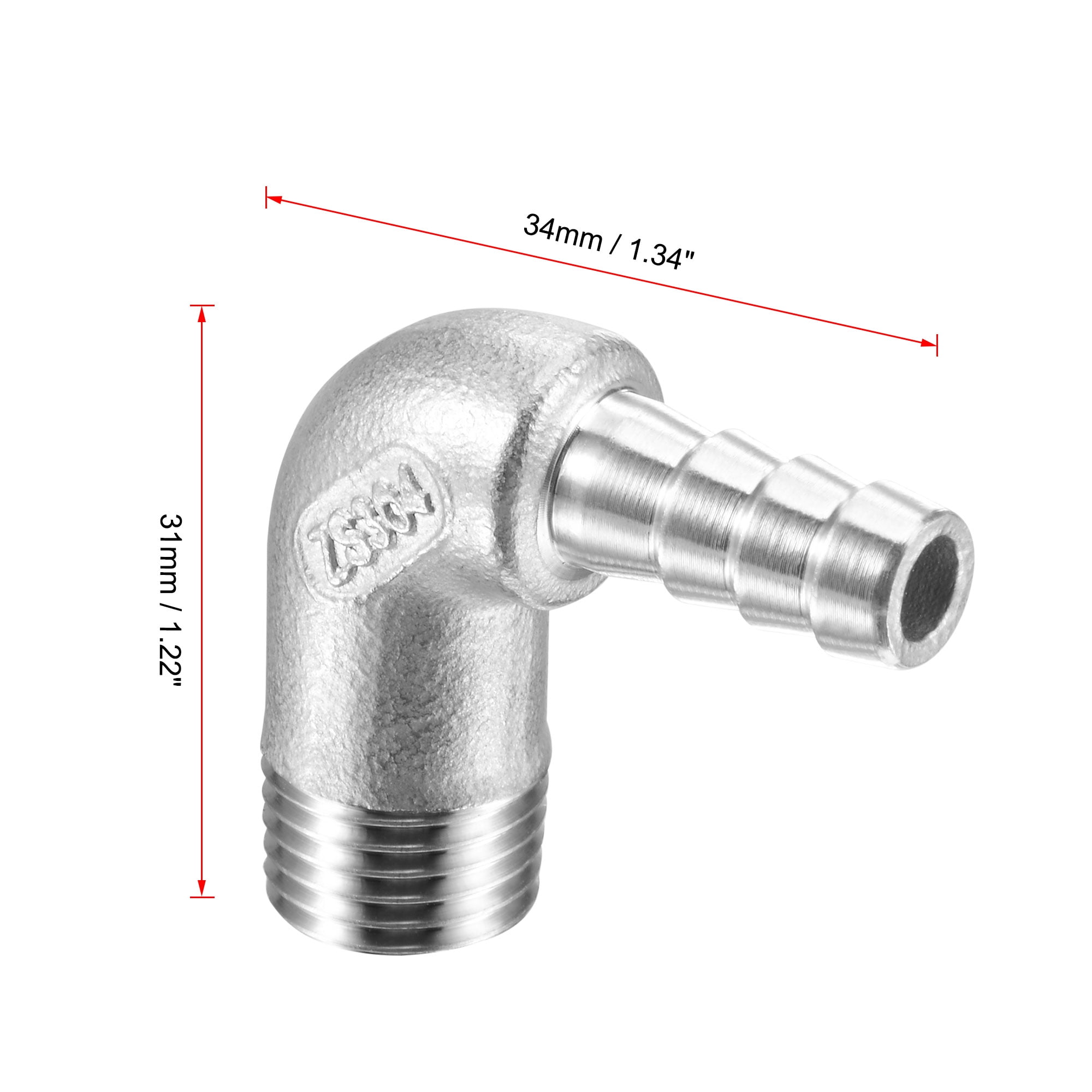 304 Stainless Steel Hose Barb Fitting Elbow 8mm Barbed x G1