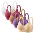 thumbnail image 1 of Womens 5 Pack Seamless Push Up Bras No Underwire Full Coverage Comfortable Bra Deep V Neck Bralettes Wireless Everyday Bra Plus Size, 1 of 5
