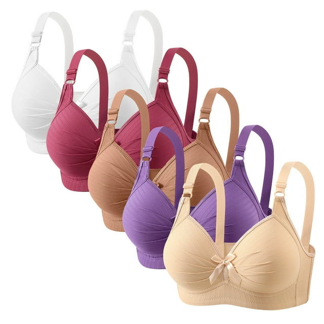 Womens 5 Pack Seamless Push Up Bras No Underwire Full Coverage Comfortable Bra Deep V Neck Bralettes Wireless Everyday Bra Plus Size