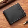 thumbnail image 4 of Cartera de hombre Cartera corta de hombre Cartera de hombre joven de moda simple con múltiples tarjetas y costura horizontal con patrón de lichi, 4 of 4