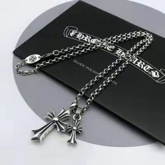 Collar de moda para hombres y mujeres, colgante de pareja de estilo hip hop con personalidad de nicho, estilo retro con doble cruz
