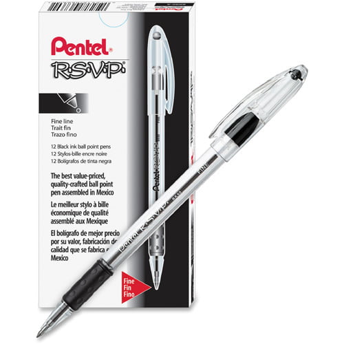 Pentel BK90V RSVP Stick Ballpoint Pen, .7mm, Trans Barrel, Violet Ink (Pack  of 12)