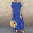 thumbnail image 2 of Women Casual Polka Dot Print Short Sleeve  Neck Maxi Dress, 2 of 3