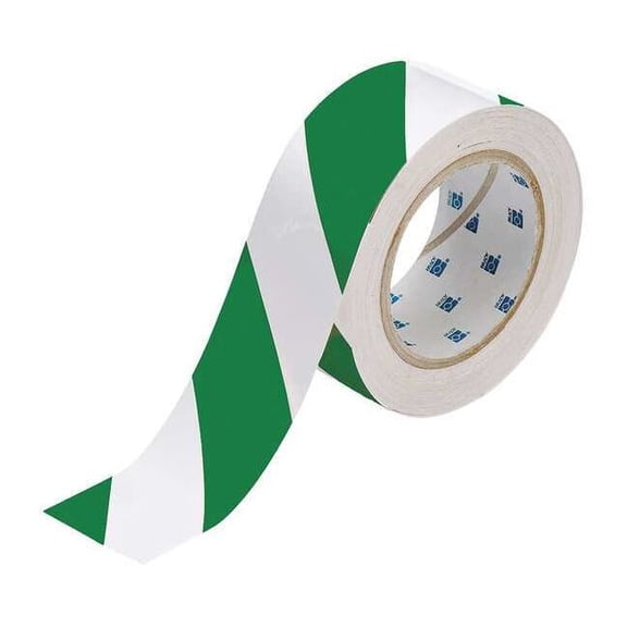 Brady Floor Tape,Green/White,2 inx100 ft,Roll 132436