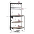 thumbnail image 4 of Bakers Rack with Charging Station, 80 cm Coffee Bar with Adjustable Storage Shelf, Microwave Stand, Grid Panel, 12 Hooks, for Kitchen, Heather Greige and Ink Black, 4 of 8