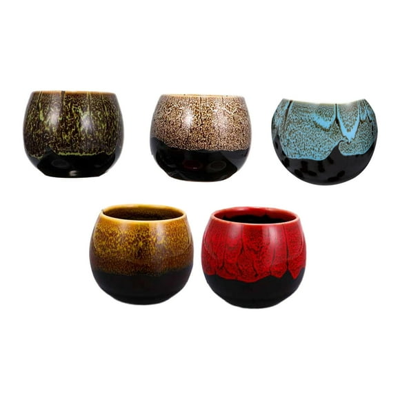 Luzkey 5Pcs Japanese Type Ceramic Tea Cups Coffee Cups Tea Ceremonies Accessories Matcha Cup for Home Christmas Entertaining Guests Mixed Color