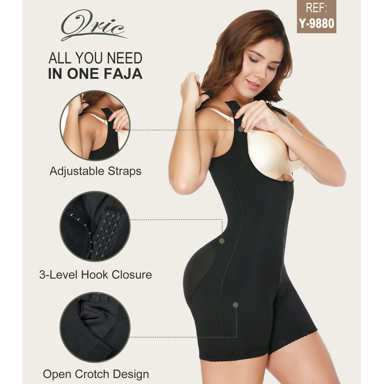 QRIC Fajas Colombianas Reductoras y Moldeadoras Postparto Full Bodysuit  Shapewear waist slimming Body Shaper girdles for Women Compression Garments