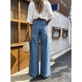thumbnail image 7 of Women's High Waisted Wide Leg Jeans Dark Blue Denim Baggy Casual Pants, 7 of 7
