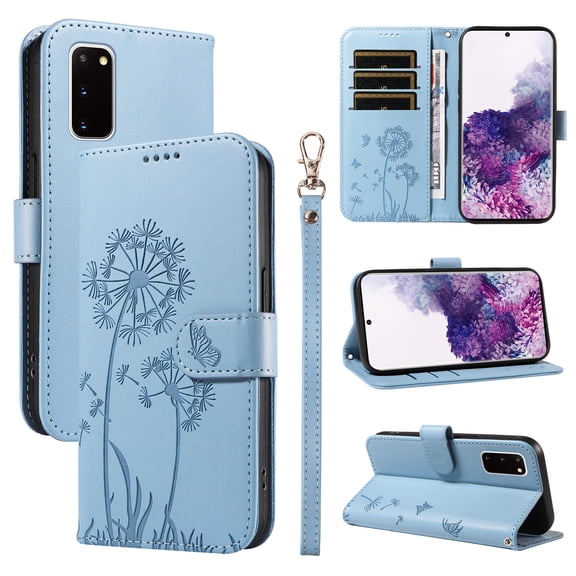 Wallet Case for Samsung Galaxy S20 5G, Card Holder and Kickstand, Shockproof and Scratch Resistant, Sky Blue