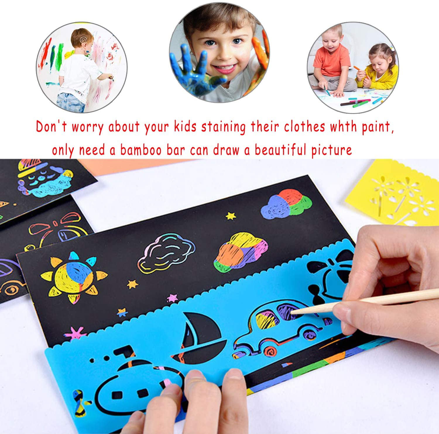  MEMX Scratch Art Books for Kids, 2 Pack Rainbow Magic Scratch  Paper Black Scratch it Off Art Crafts Notes Boards Sheet with 2 Wooden  Stylus for Best Gifts : Arts, Crafts