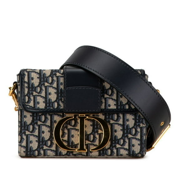 Pre-Owned Christian Dior Dior Oblique 30 Montaigne Crossbody Shoulder Bag Navy Beige Leather...