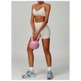 thumbnail image 5 of PISONIC Workout Sets for Women 2 Pieces Criss Cross Back Sports Bras Matching High Waist Butt Lifting Shorts Yoga Outfits, 5 of 10
