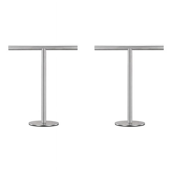 2X Brushed Finish Standing Towel Rack, Heavy Duty Base, Stainless Steel T-Shaped Hand Stand for Bathroom, Kitchen.