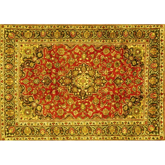 Ahgly Company Indoor Rectangle Persian Yellow Traditional Area Rugs, 2' x 3'