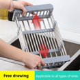 thumbnail image 2 of Sink Drain Rack Stretchable Strong Bearing-capacity Large Capacity Stainless Steel Fruit Vegetable Dishes Washing Drain Rack Kitchen Tools, 2 of 12