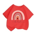 thumbnail image 1 of T-shirts Filles Mode Imprimé Col Rond Manches Courtes Tee Été Mignon Décontracté Hauts Filles, Tees Rouge 4 Ans-6 Ans, 1 of 4