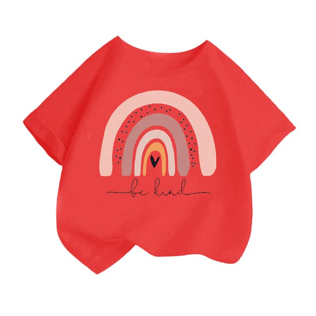 Icvfdpl T-Shirts Filles Rentrée Scolaire, T-Shirt Imprimé Col Rond Manches Courtes Respirant Mode Urbaine 4-6 Ans
