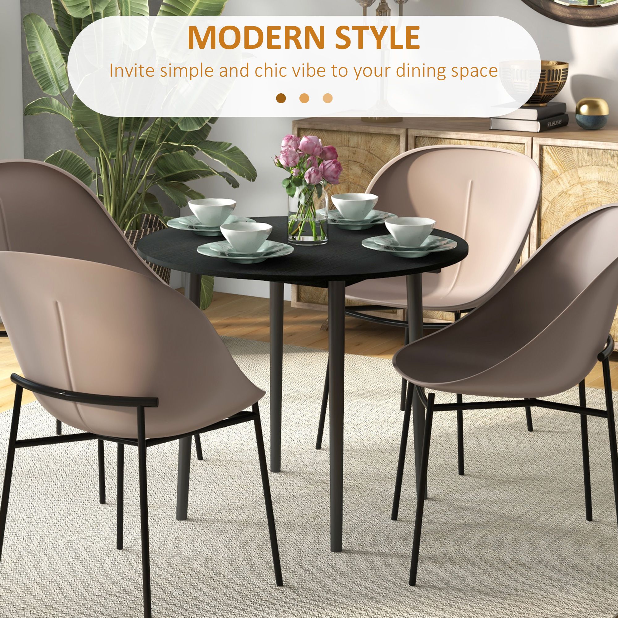 35" Round Folding Dining Table Distressed Black Solid Wood Legs Drop Leaf for Kitchen Dining Room
