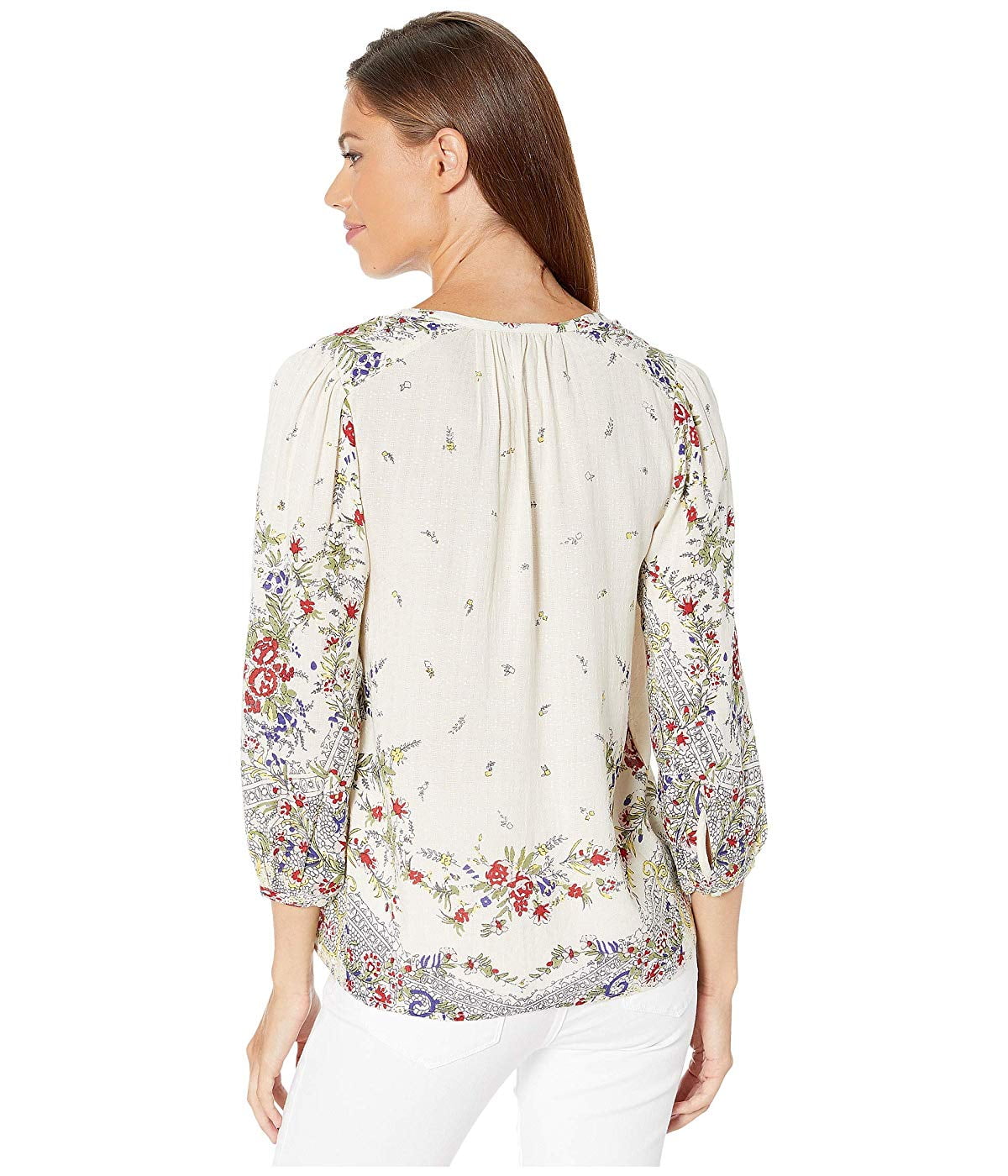 NWT Lucky Brand white floral embroidered long sleeve thermal shirt ladies  Small