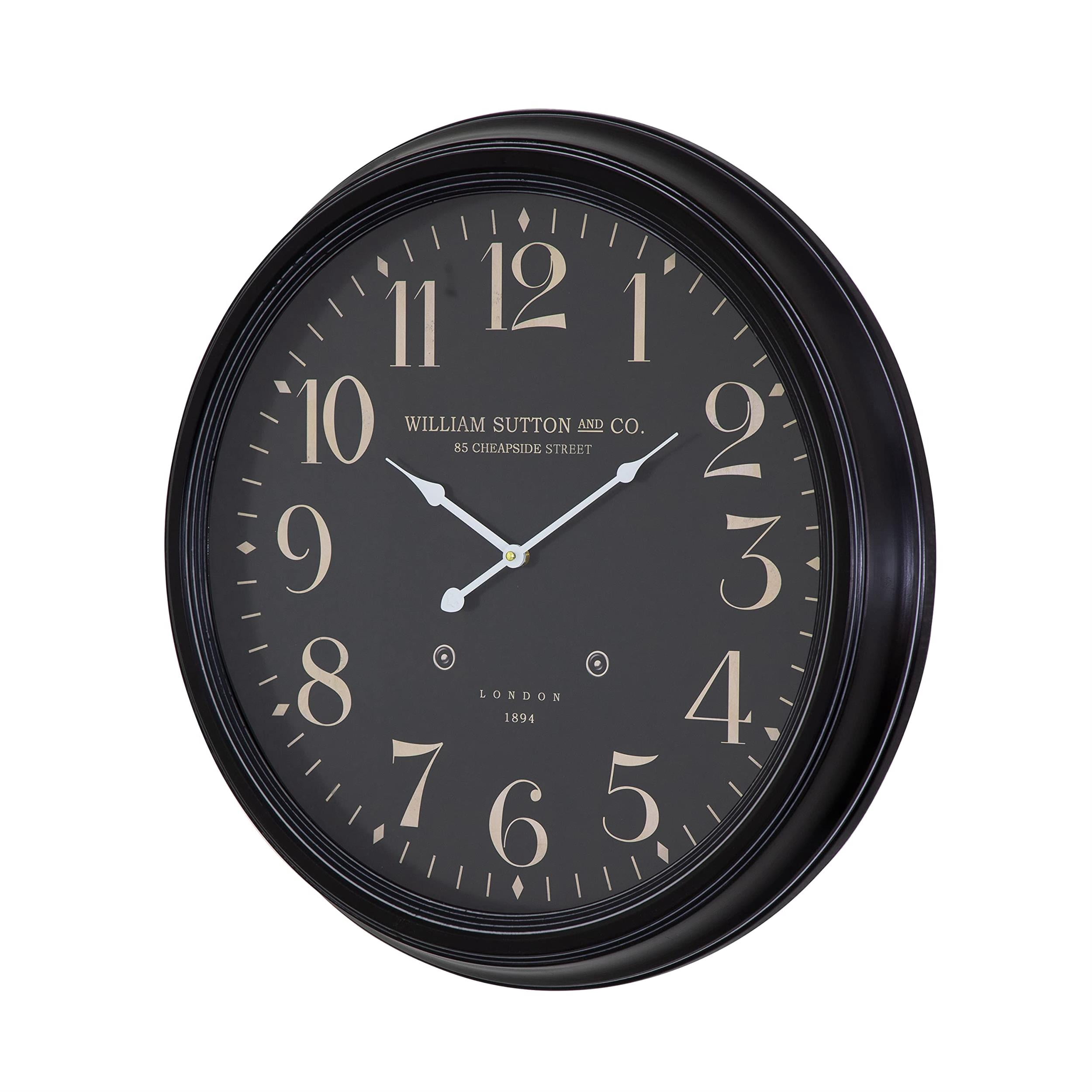 Yosemite Circular Iron Wall Clock Black with Distressed Iron Frame