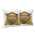 thumbnail image 4 of Ambesonne Rustic Throw Pillow Cover Pack of 2, Barn Cottage Summer Flowers, 2 Pcs-28"x28", Earth Yellow and Cocoa, 4 of 5