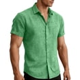 thumbnail image 2 of Men's Short Sleeve Button Down Shirts Big & Tall Breathable Textured Casual Shirt Summer Lightweight Quick Dry Beach Vacation Hippie Yoga Top Curved Hem, 2 of 10