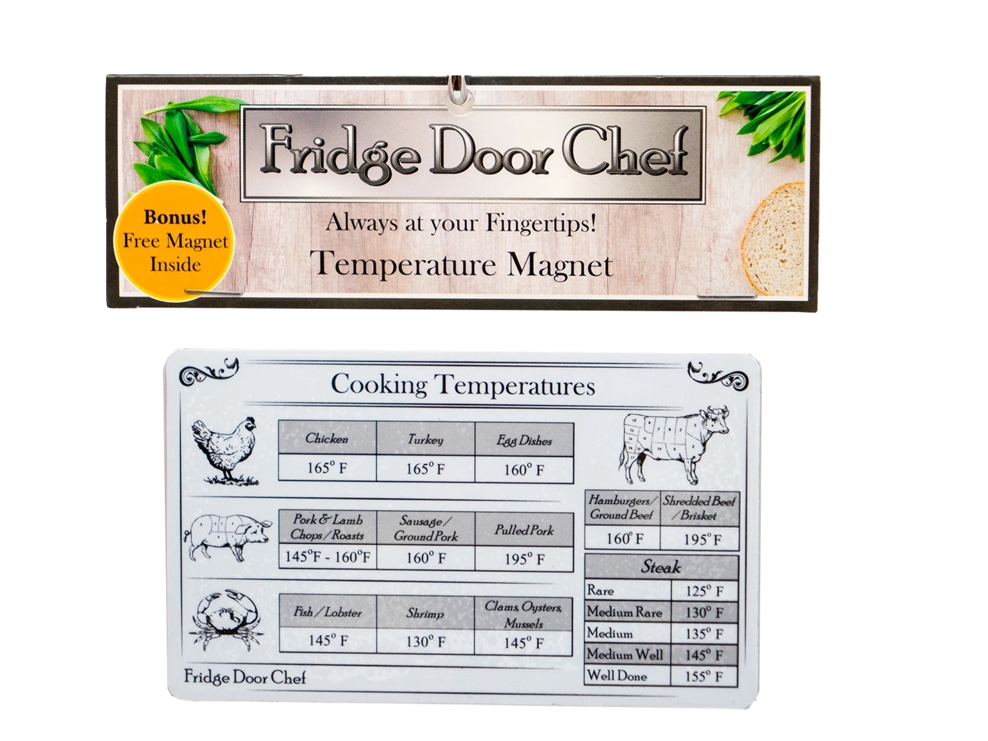 Internal Cooking Temperature Magnet - from The Fridge Door Chef! Cook Your Food to The Perfect Temp Every Time., Size: 3 x 5, Beige