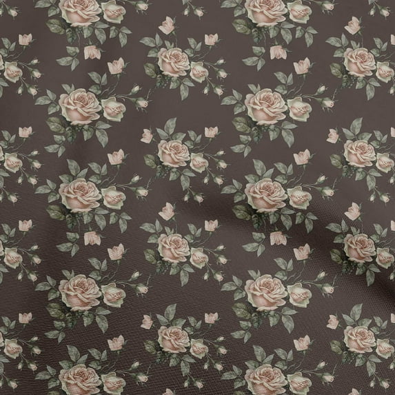 oneOone Cotton Poplin Twill Dark Chocolate Fabric Floral Craft Projects Decor Fabric Printed By The Yard 56 Inch Wide
