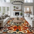 thumbnail image 3 of 6'x9' Area Rugs, Burnt Orange Green Indoor Outdoor Area Rug for Living Room Bedroom, Vintage Abstract Flowers Washable Bathroom Rugs Kitchen Floor Carpet Mats Home Decor Aesthetic, 3 of 8