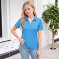 thumbnail image 5 of XADYUY Golf Shirts for Girls 7-8 Short Sleeve V-Neck Polo Shirts Quick Dry Solid Color School Uniform Shirts Comfortable Collared Tshirts for Kids Girls,Blue,11-12Years, 5 of 5