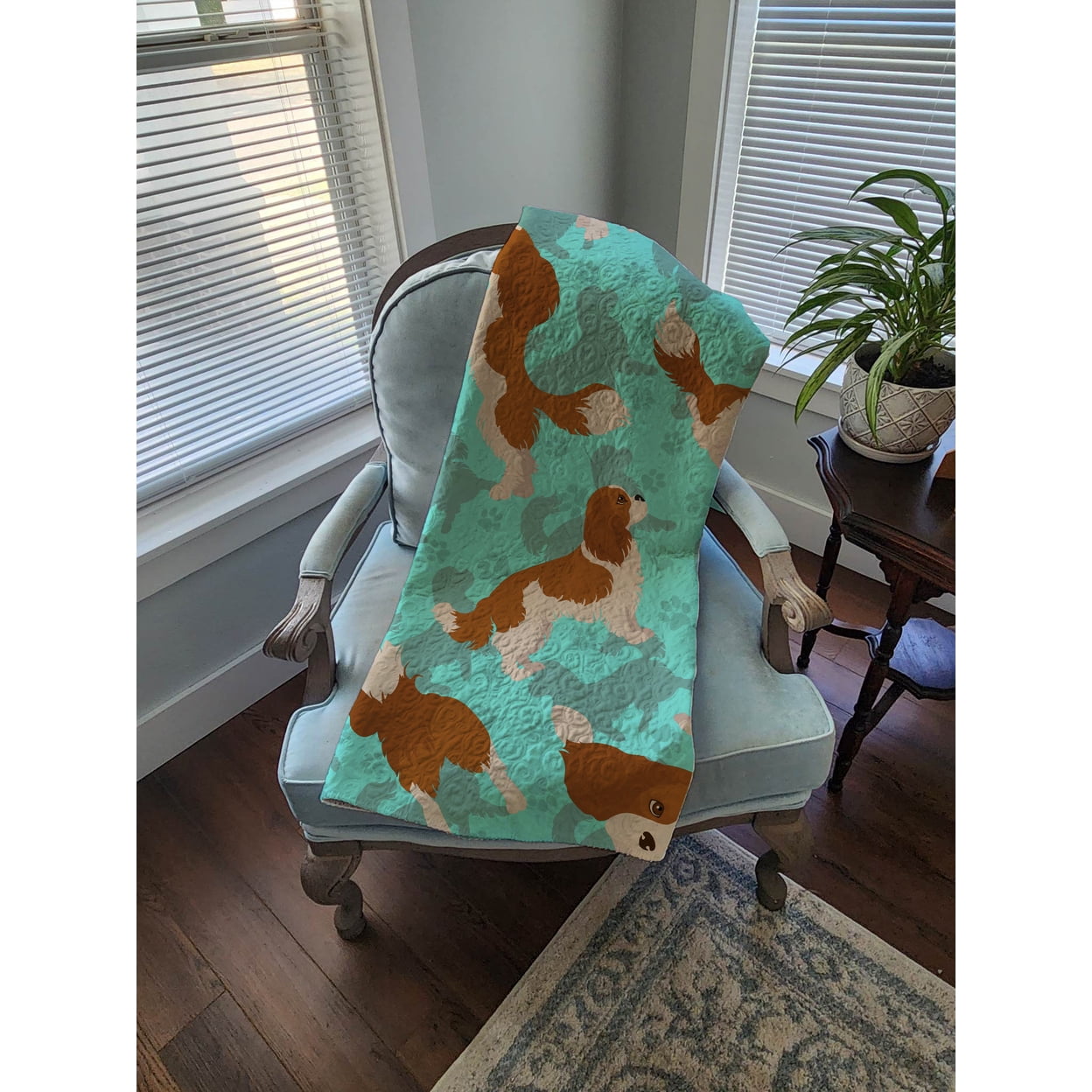 Carolines Treasures MLM1064LQB 50 x 60 in. Blenheim Cavalier Spaniel Quilted Blanket, Blue