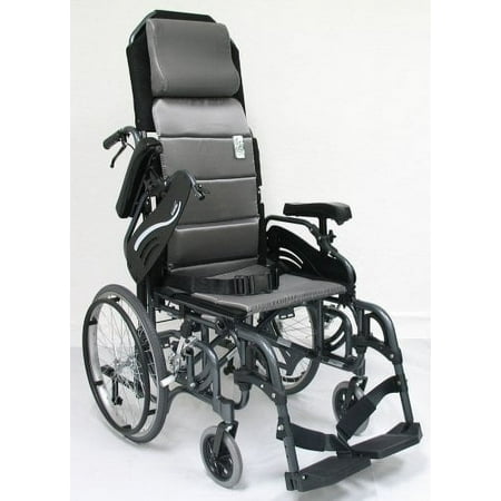 Karman Healthcare VIP515 16 in. seat Tilt in Space Lightweight Reclining Wheelchair with 20 in. inch Rear Wheels and Elevating Legrest