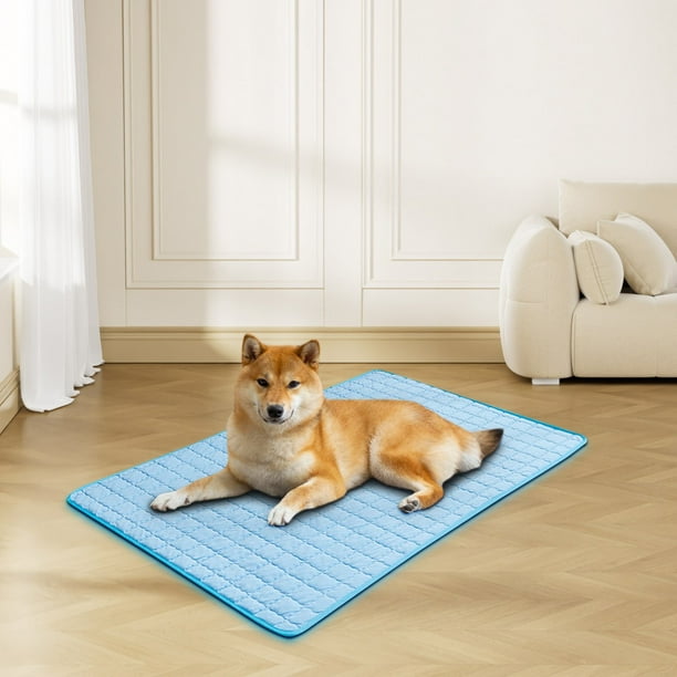 Esterilla refrescante para mascotas, almohadilla de seda fría para perros y gatos, 90 x 60 cm, antideslizante, impermeable, lavable, para uso en interiores y exteriores en verano, con diseño grueso.