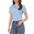 thumbnail image 1 of INSPIRE CHIC Chemise à Col Boutonné pour Femme Peter Pan TP Bleu Clair, 1 of 6