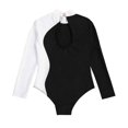thumbnail image 6 of Aiihoo Kids Girls Sparkle Long Sleeve Tumbling Leotard Gymnastics Ballet Dance Bodysuit Jumpsuit with Hairband Set White&Black 12, 6 of 7