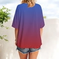 thumbnail image 3 of NAMTYQX Womens Hawaiian Shirt Stylish Casual Plus Size Light Scoop Neck Graphic Loose Short Sleeve Cute Purple Size 2XL, 3 of 5