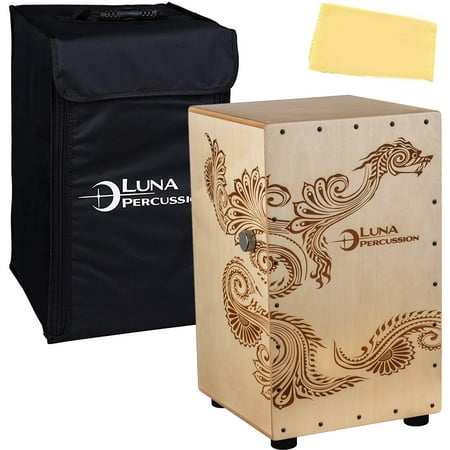 Luna Percussion Henna Dragon Cajon Bundle with Gig Bag and Austin Bazaar Polishing Cloth