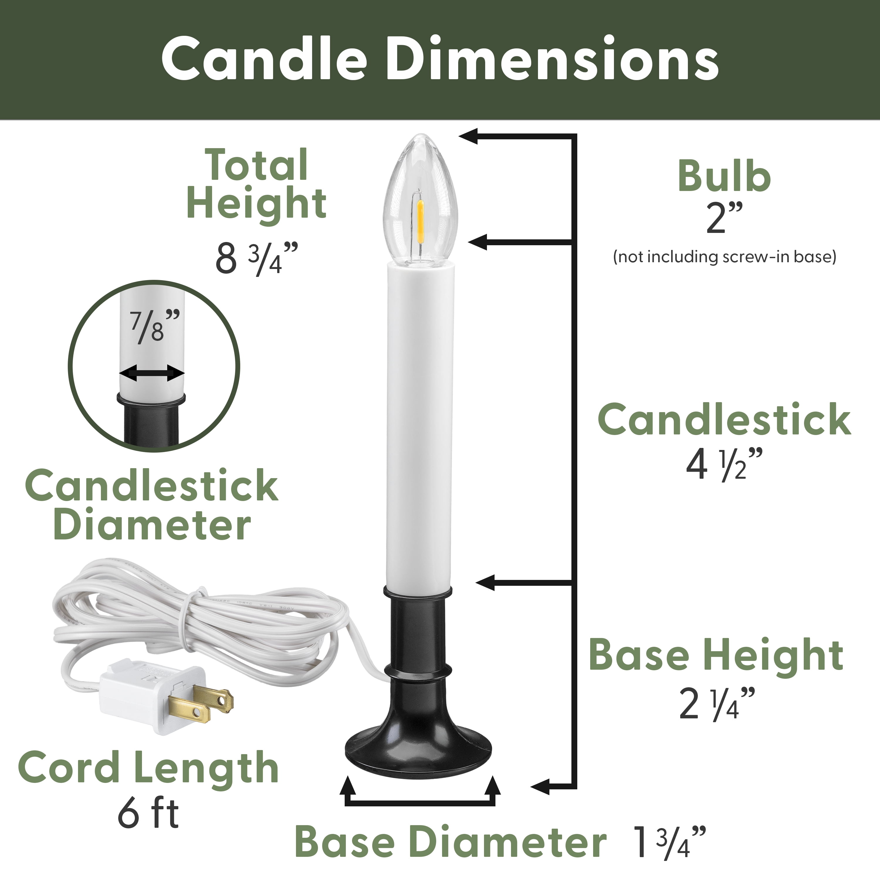 612 Vermont Electric LED Window Candles with Shatterproof Warm White Bulbs, On/Off Switch, VT-1160A-4 (Antique Black, Pack of 4)