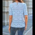 thumbnail image 4 of Blusa de Verano para Mujer con Encaje de Crochet, Ojales, Bordada, de Corta, Color Azul L, 4 of 9