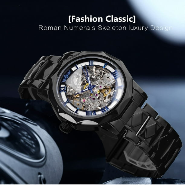 Reloj automatico para hombre reloj de cuerda automatica con esqueleto dorado de lujo manecillas de acero azul negro Sincero Electronica Walmart en linea
