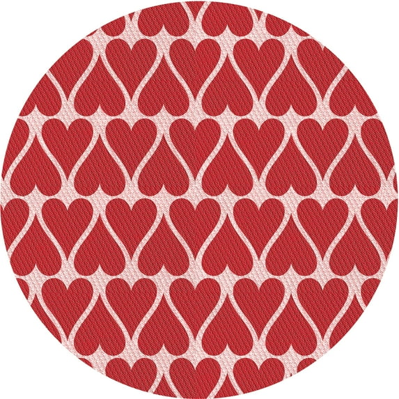 Ahgly Company Machine Washable Indoor Round Transitional Pastel Red Pink Area Rugs, 8' Round