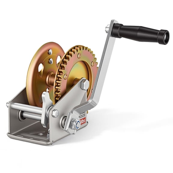 1600 lbs Boat Trailer Winch Heavy Hand Crank Winch with 2-Way Ratchet 4:1 Gear Ratio Manual Winch for Marine ATV Towing