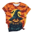 thumbnail image 6 of QQZ Loose Fit Short Sleeve Halloween T Shirts For Women, Witch Ghost Pumpkin Bat Haunted House Graphic Womens Halloween Shirts For Pumpkin Patch Trick Or Treat Halloween Casual Outings, 6 of 6