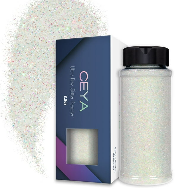 Ceya Ultra Fine Glitter Powder 3.8oz/ 110g Brillo iridiscente blanco colorido 1/128