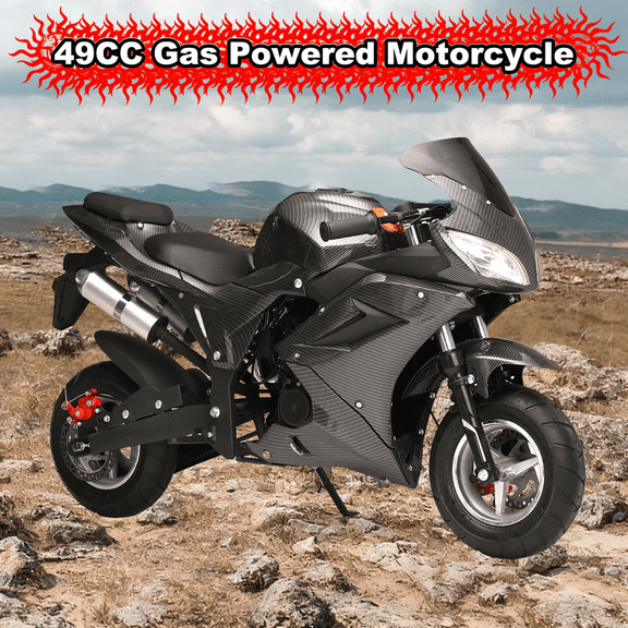 Floseru Kids Mini Motorcycle, Pocket Gas Motorbike Motocross with Strong Motor 49cc 4-Stroke, Pocket Rocket Mini Bike with Disc Brakes Headlights, 25MPH Speed, Birthday Gifts for Boys 8